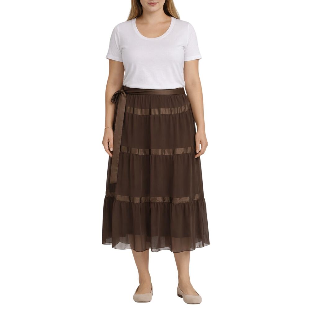 Victor Costa Occasion Beaded Top Size Medium – Elegant Brown Chiffon
